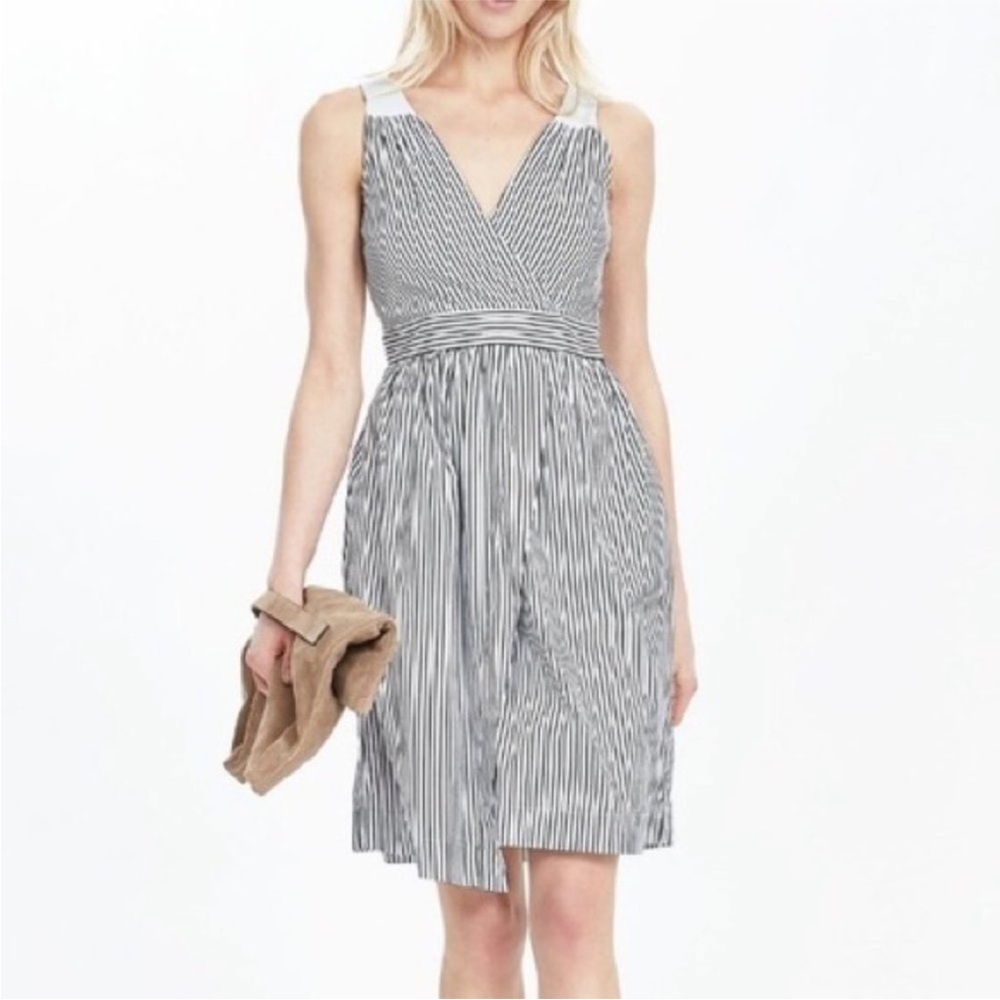 Banana Republic Pin Striped Faux Wrap Dress